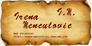 Irena Menčulović vizit kartica